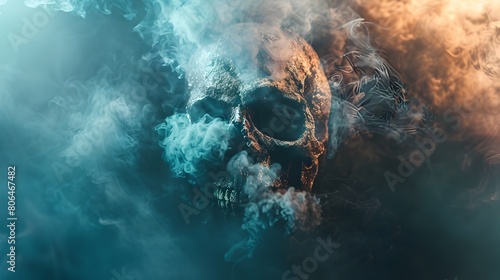 Air Pollution Illustrated as a Deadly Skull Symbol A Warning of the Fatal Risk of Smoking and Lung Cancer Generative ai photo