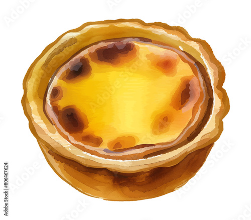 portugese custard tart watercolor digital painting good quality