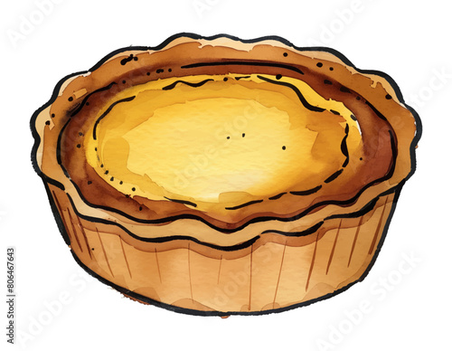 portugese custard tart watercolor digital painting good quality