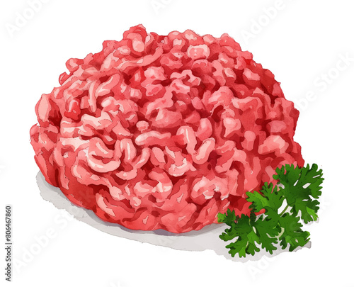 minced meat watercolor digital painting good quality