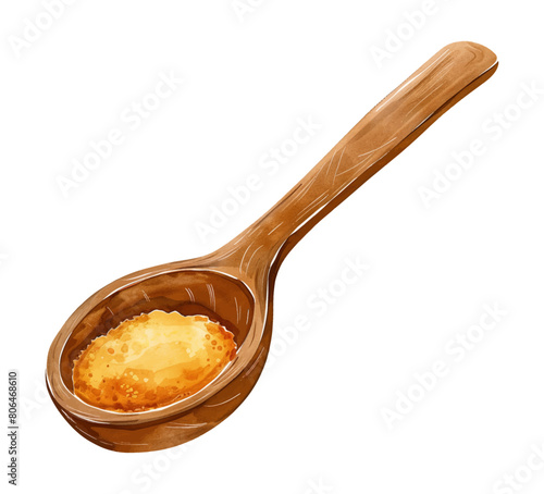 wooden spoon brown powder watercolor digital painting good quality
