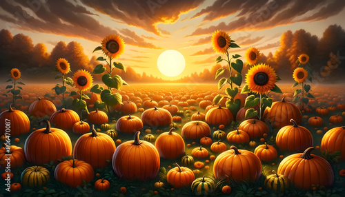 halloween pumpkin in a field