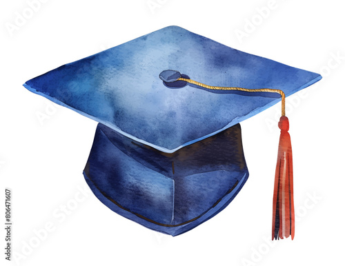 graduation hat watercolor digital painting good quality
