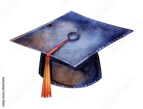graduation hat watercolor digital painting good quality
