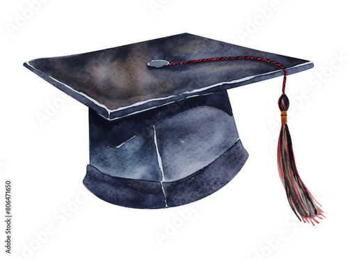 graduation hat watercolor digital painting good quality