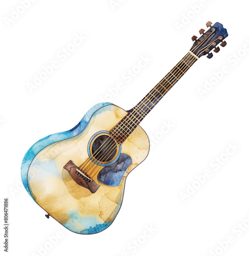 guitar watercolor digital painting good quality