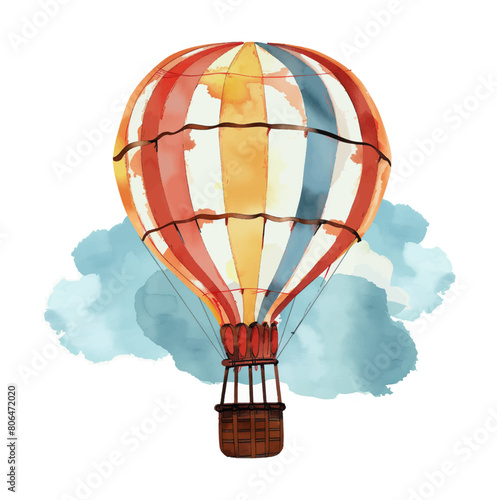 hot air balloon watercolor digital painting good quality