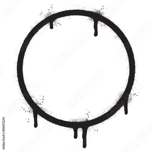 Spray Painted Graffiti Circle icon Sprayed isolated with a white background. graffiti Round symbol with over spray in black over white.