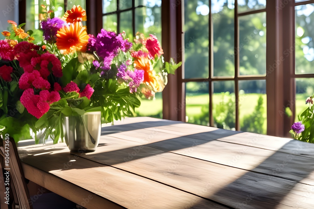 A table adorned with a vase of beautiful flowers.