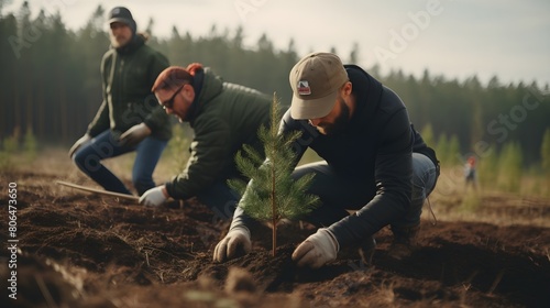 Activists planting trees in deforested areas  the commitment to environmental conservation
