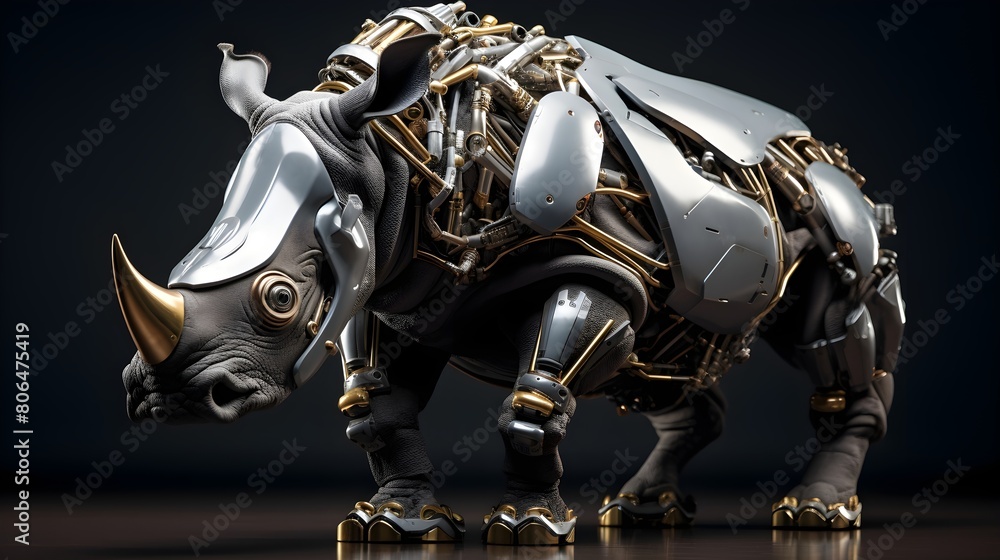 Cutting-edge robotic rhinoceros with armored plating, Cutting-edge robotic rhinoceros with armored plating,
