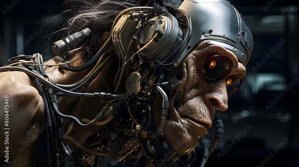 Cybernetic monkey with robotic limbs and sensors, a glimpse into the future of biomechanics and prosthetics, Cybernetic monkey with robotic limbs and sensors, a glimpse into the future of biomechanics and prosthetics,