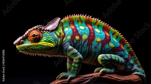 Exotic chameleon showcasing its color-changing prowess,