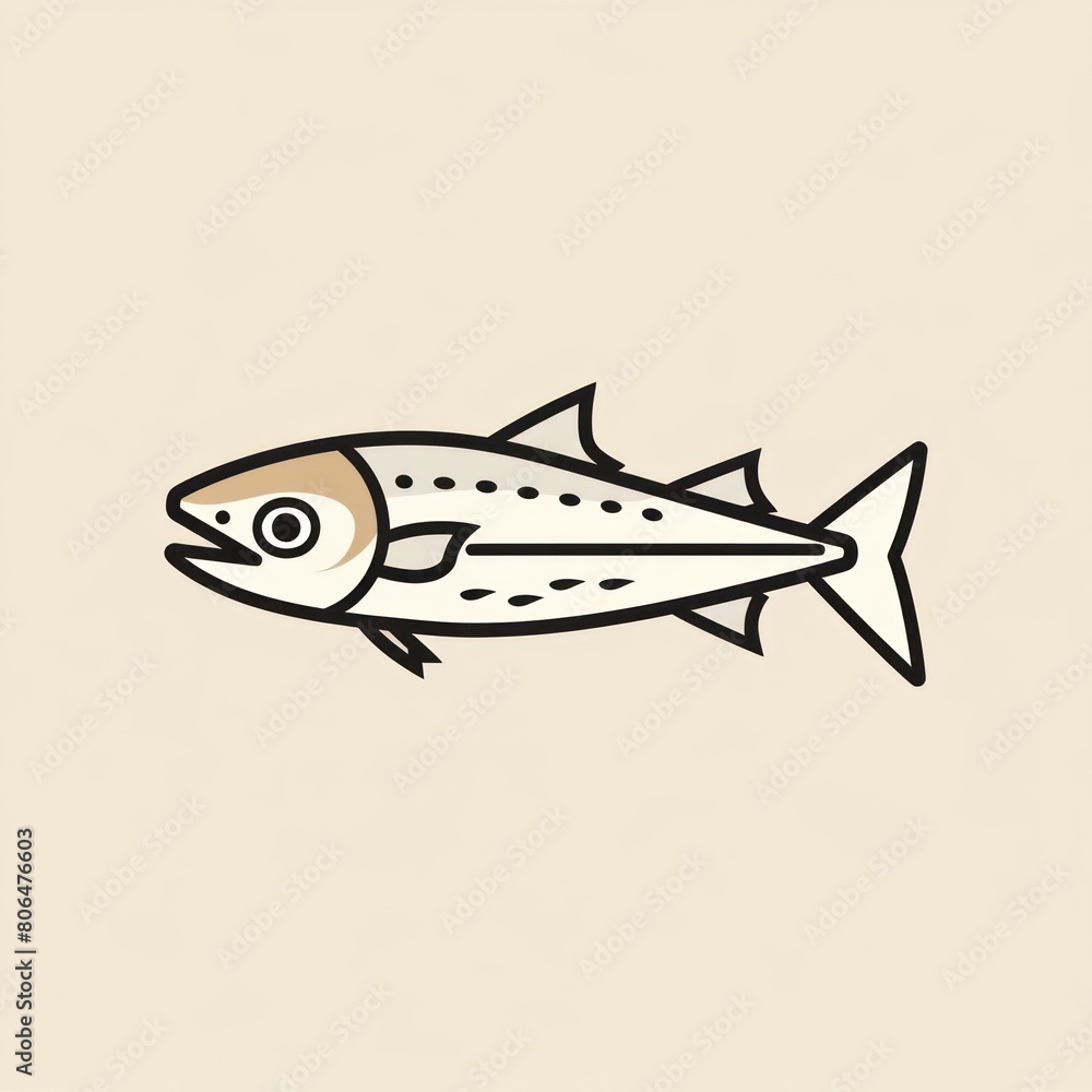 Obraz premium ilustracja z kreskówką barakudy w płaskiej, minimalistycznej linijce