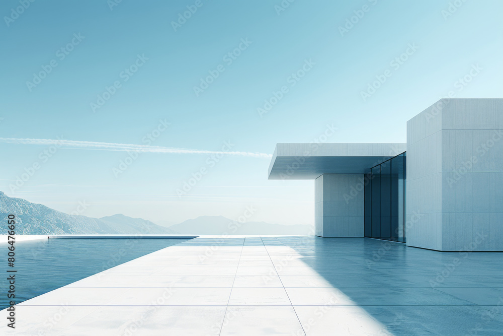 Fototapeta premium Concrete outdoor square building,Empty architectural background. 