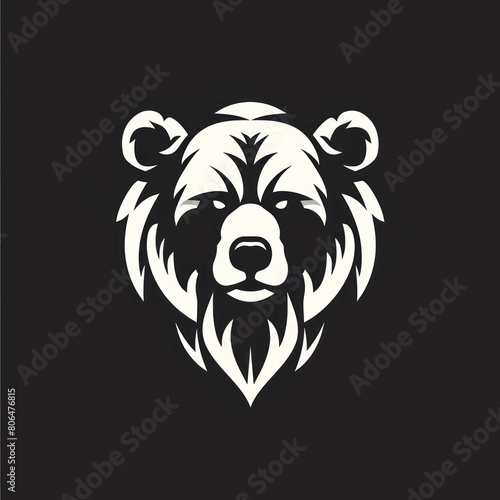 bear simple monoline shop badge Logo vector