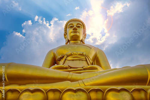 The Big Seated Buddha Statue (Buddha Dhammakaya Dhepmongkol) at Wat Paknam Phasi Charoen (temple) in Bangkok, Thailand photo