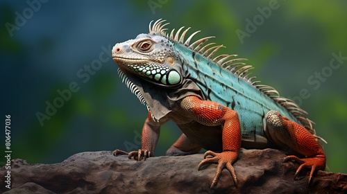 Iguana perched on a rock