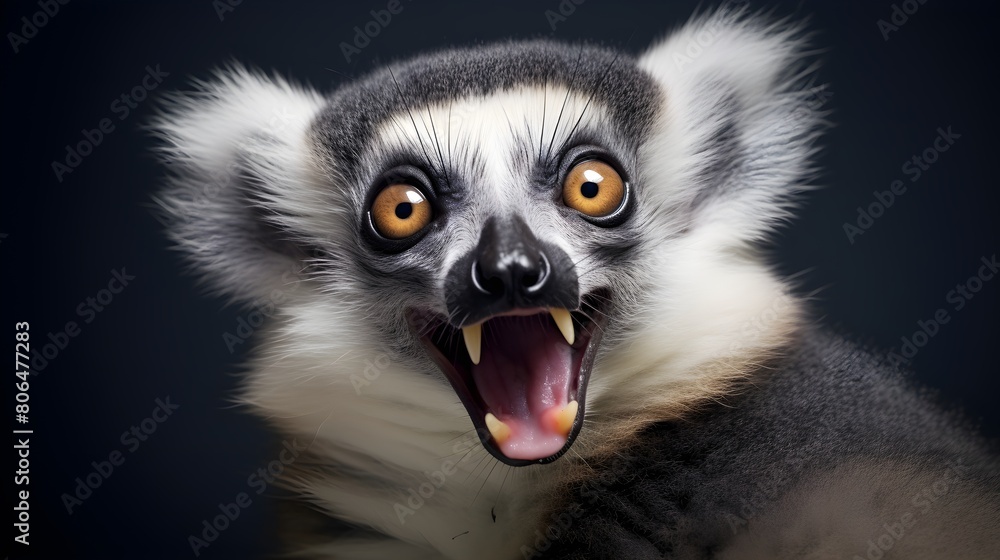 Fototapeta premium Laughing lemur with a joyous expression