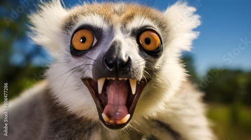Laughing lemur with a joyous expression photo