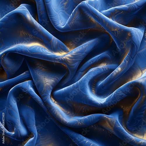 Velvet texture, Rich, deep blue velvet background with gold lettering or logo for a premium feel..