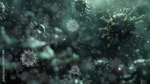 virus dramatic look from the dark close up of corona. seamless looping overlay 4k virtual video animation background photo