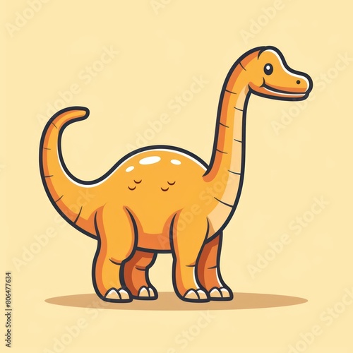 brachiosaurus cartoon flat illustration minimal line art