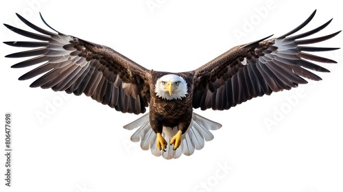Majestic bald eagle in flight,