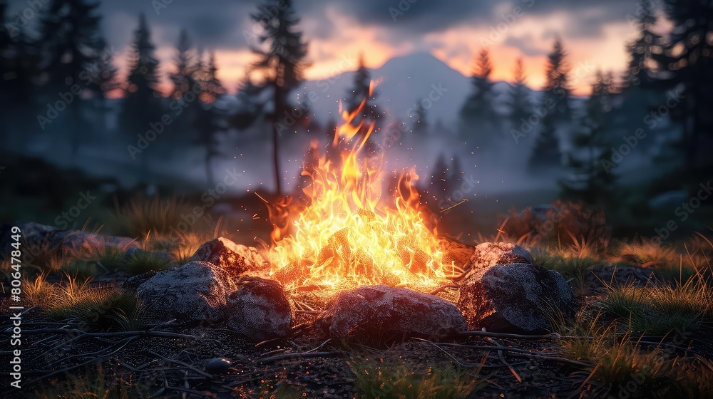 A beautiful photo of a campfire in the woods