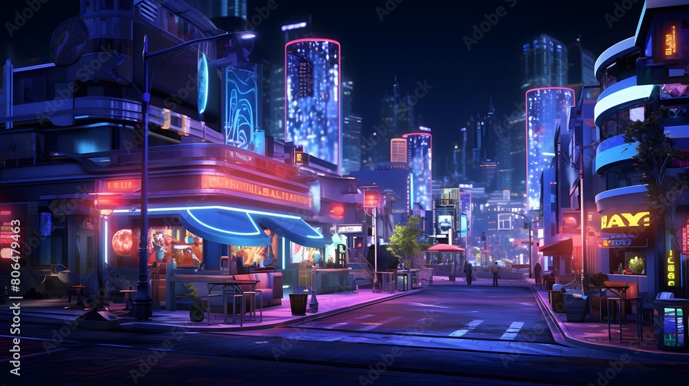 Night view of the modern city. Night life in the city.