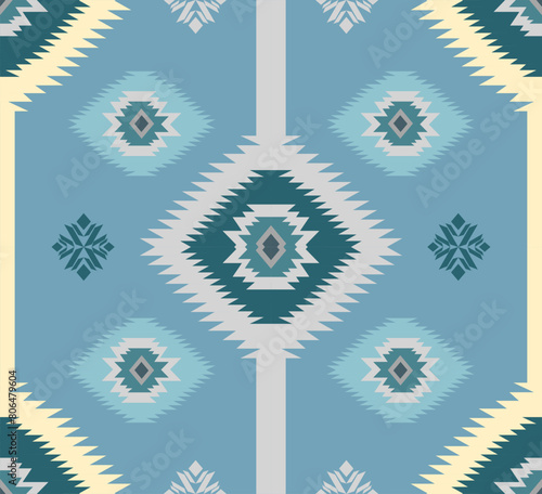Navajo tribal ethnic Aztec  seamless pattern. South Western motif Mexican. Vector Navajo textile. Boho rug Woven carpet decor style. Design for Batik, fabric, clothing. Geometric ornament Indian.  