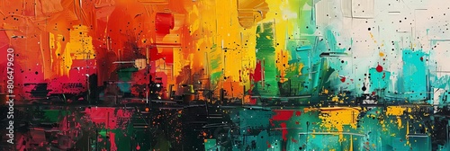 dynamics of city life in vibrant colors