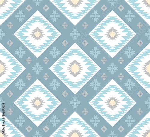 Navajo tribal ethnic Aztec  seamless pattern. South Western motif Mexican. Vector Navajo textile. Boho rug Woven carpet decor style. Design for Batik, fabric, clothing. Geometric ornament Indian.  