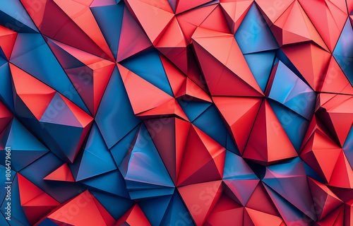 Red and blue abstract motion background with geome