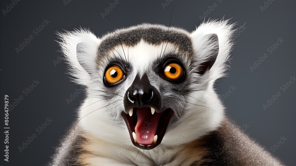 Silly lemur with crossed eyes, tongue out, Silly lemur with crossed eyes, tongue out,