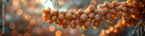 Horizontal backdrop Golden Berries Aglow with Sparkling Bokeh Background photo