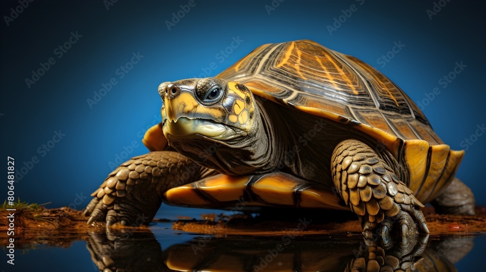 Naklejka premium Wise old tortoise at a water source