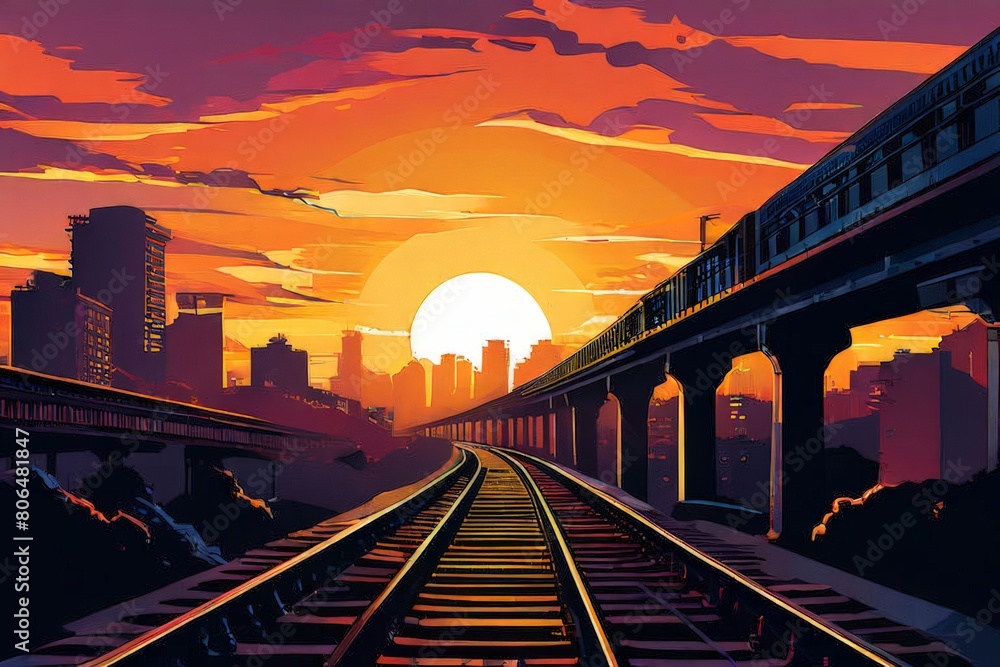 Fototapeta premium the Industrial concept background. Railroad travel, railway tourism