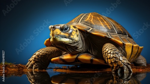 Wise old tortoise at a water source
