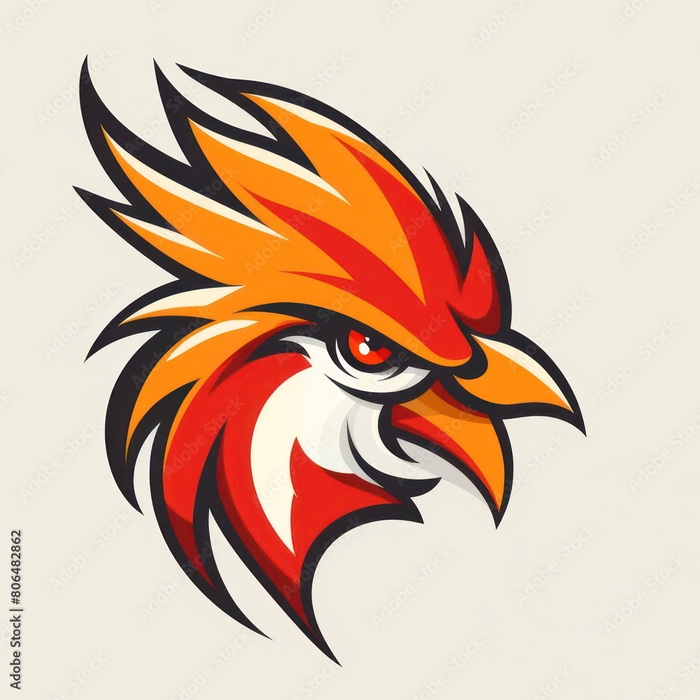 Fototapeta premium phoenix head simple logo solid flat color