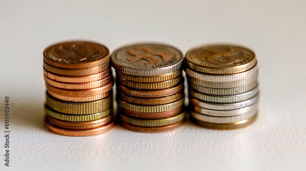 A stack of coins arranged in ascending order, with each coin A stack of coins arranged in ascending order, with each coin