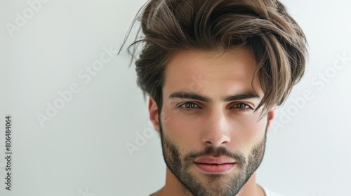 A man showcasing different hairstyle options for different hair types and lengths. photo