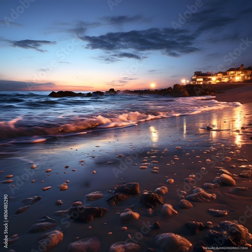 Beautiful seascape at sunset. Long exposure shot. Long exposure.