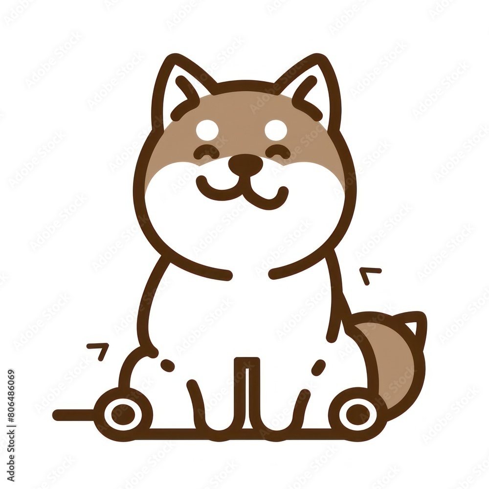 Akita dog cartoon flat illustration minimal line art Akita dog cartoon flat illustration minimal line art