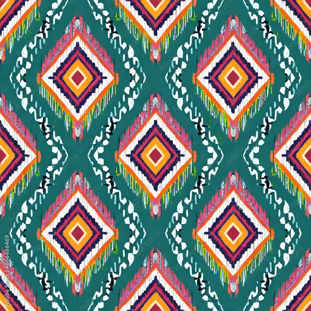 Digital seamless pattern etnic style block print