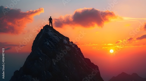Sunrise Climb Conquering Rugged Peaks Dawning Challenge Generative ai