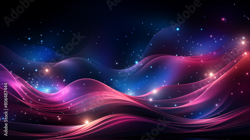 Vibrant Cosmic Waves Background with Stars and Blue Tones