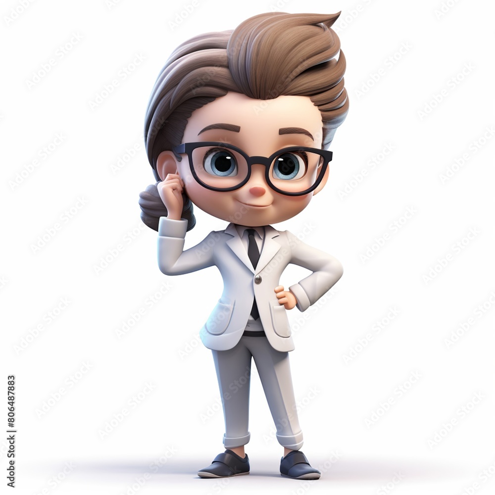 3D cartoon character smiling black young woman standing with rise arms, isolated on white background, Generative AI. 3D cartoon character smiling black young woman standing with rise arms, isolated on white background, Generative AI.