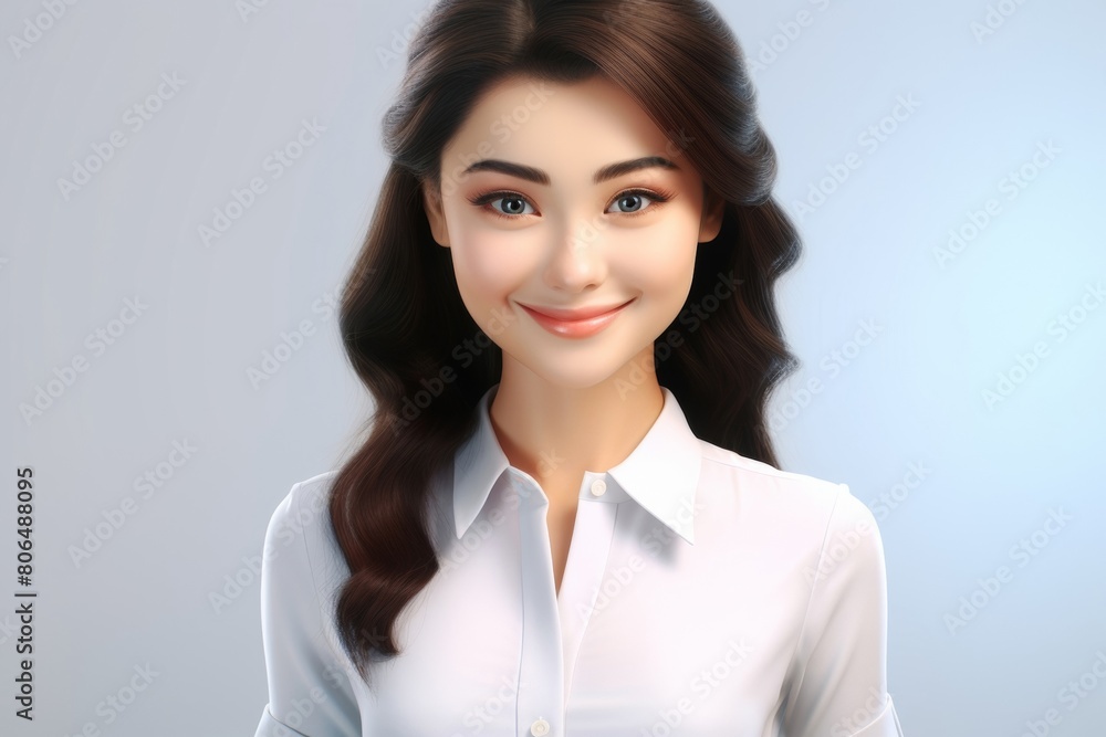 3D cartoon character smiling black young woman standing with rise arms, isolated on white background, Generative AI. 3D cartoon character smiling black young woman standing with rise arms, isolated on white background, Generative AI.