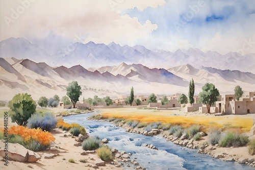 Balkh Afghanistan Country Landscape Illustration Art photo